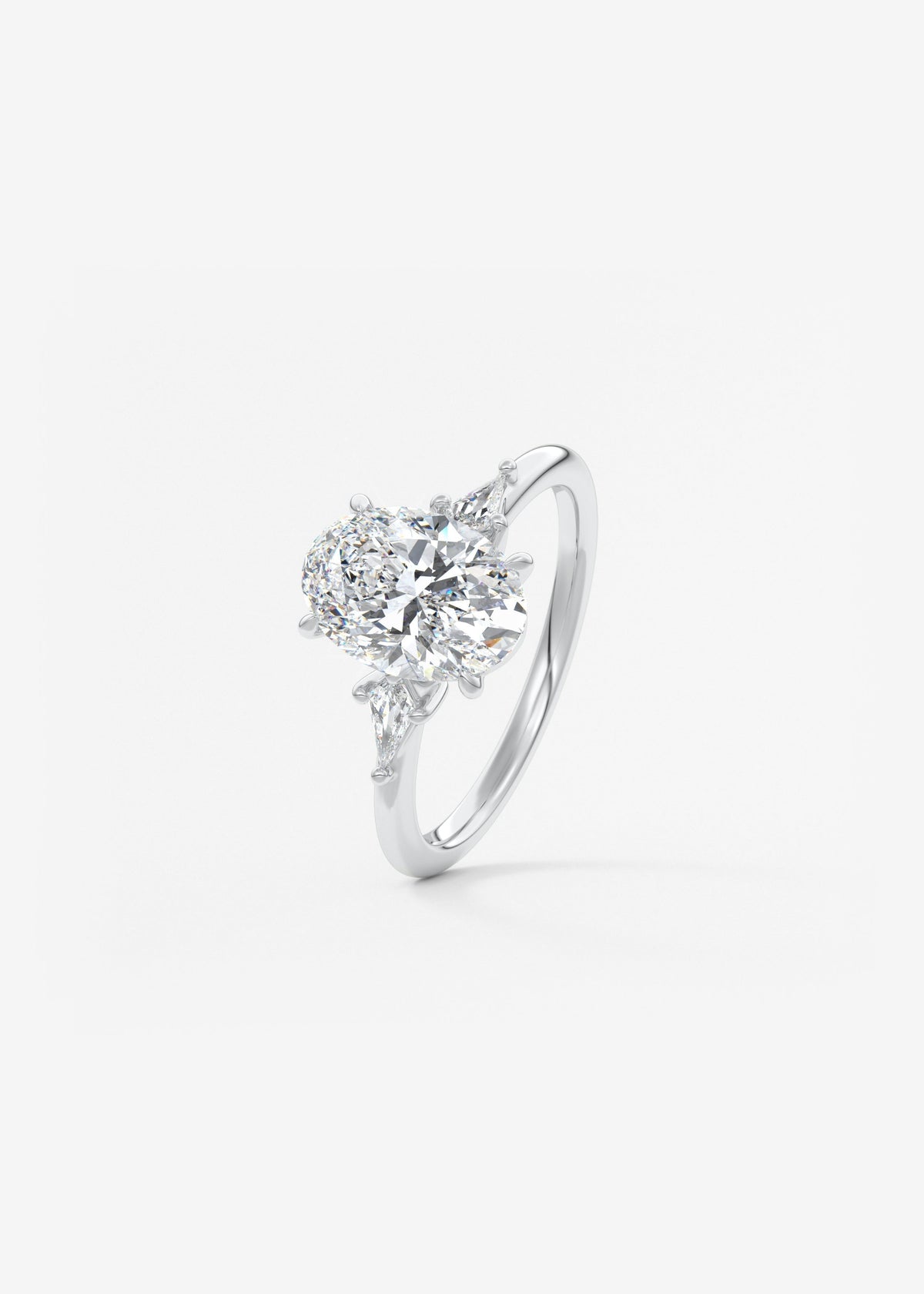 Oval Three Stone Lab Grown Diamond Engagement Ring