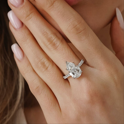 1.25 CT Pear Pave Lab Grown Diamond Engagement Ring