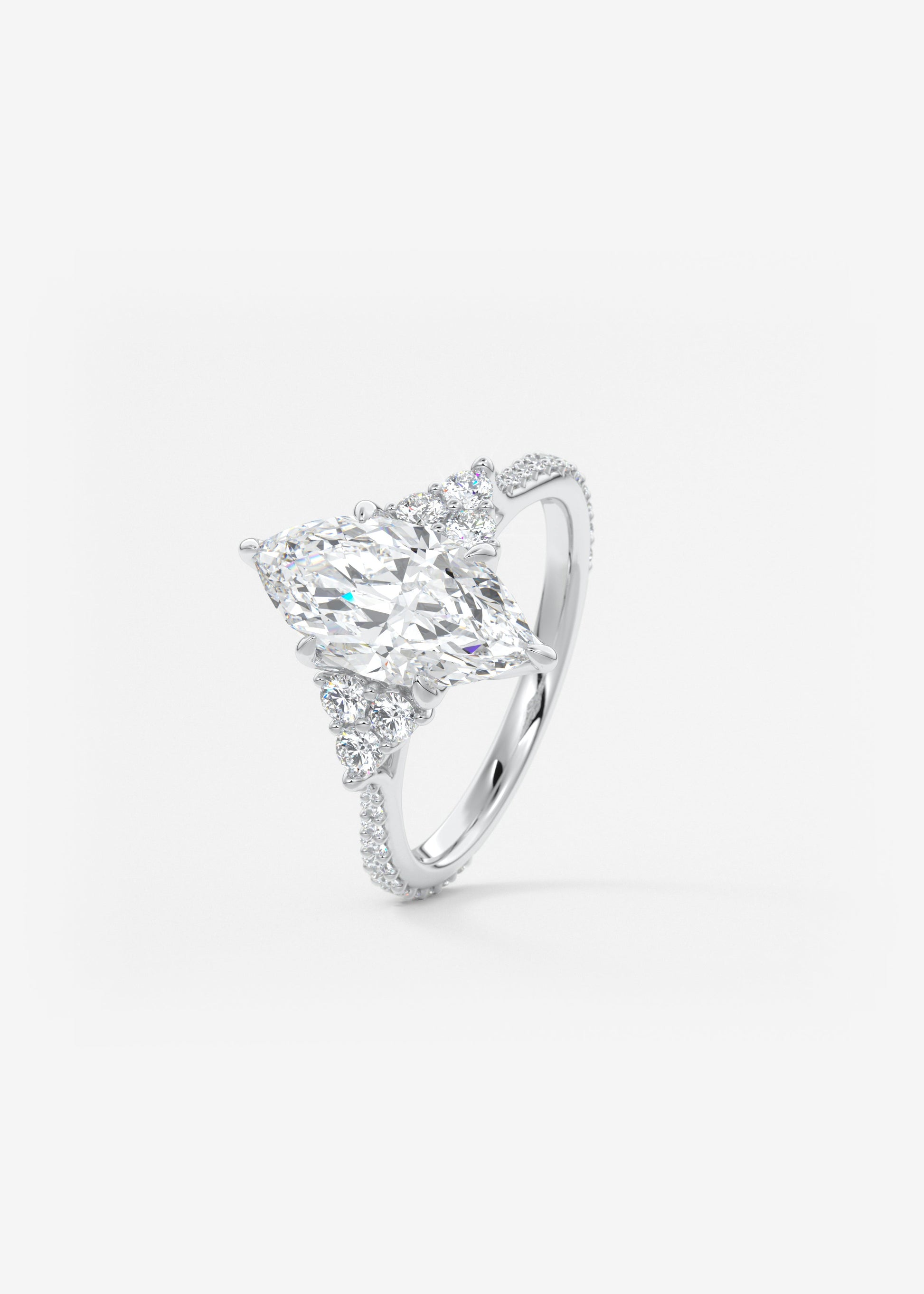 Marquise Cluster Lab Grown Diamond Engagement Ring