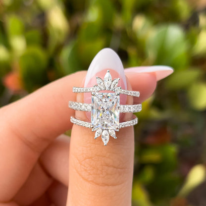 3 CT Radiant Pave Lab Grown Diamond Engagement Ring
