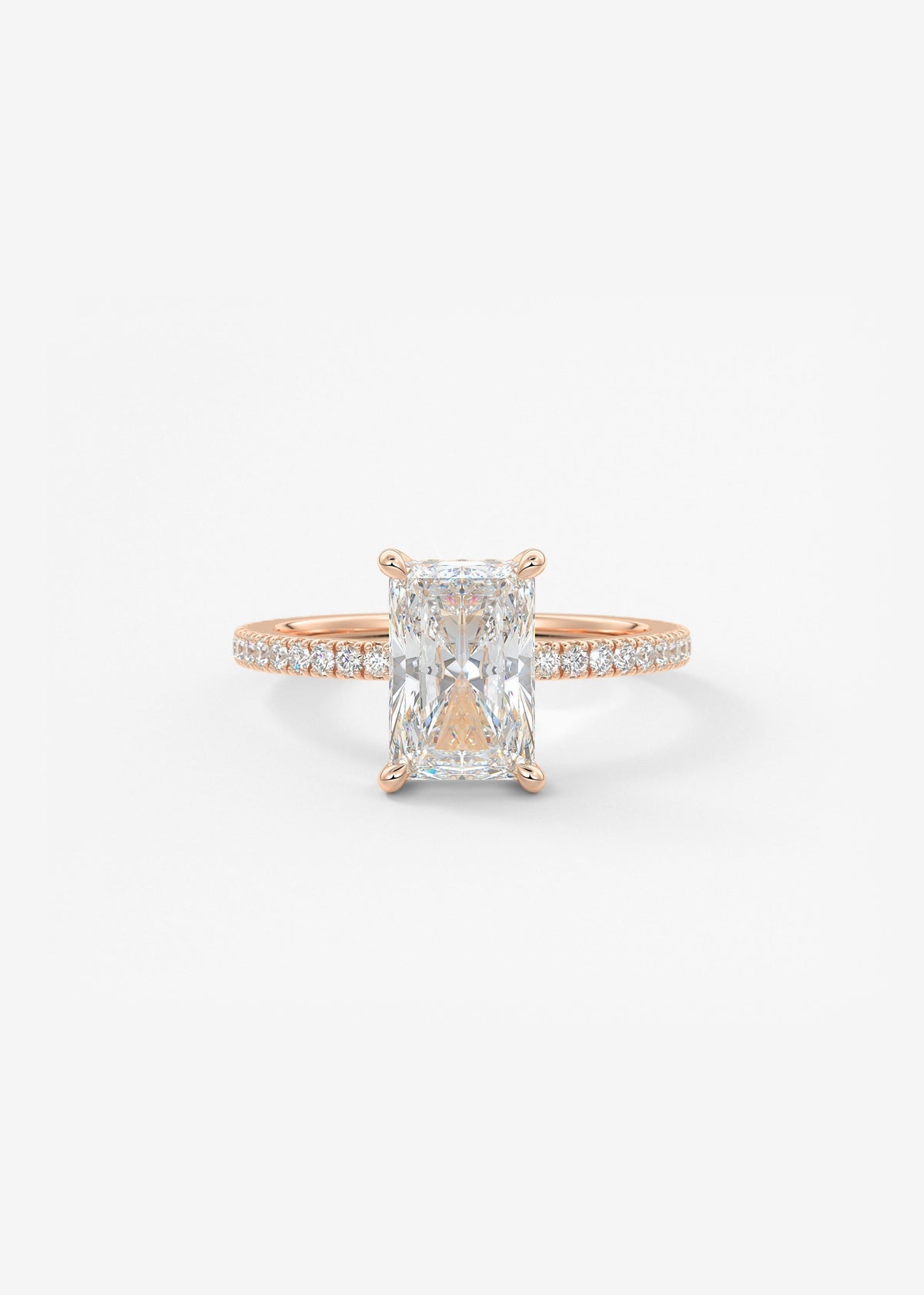 Radiant Hidden Halo Pave Lab Grown Diamond Engagement Ring