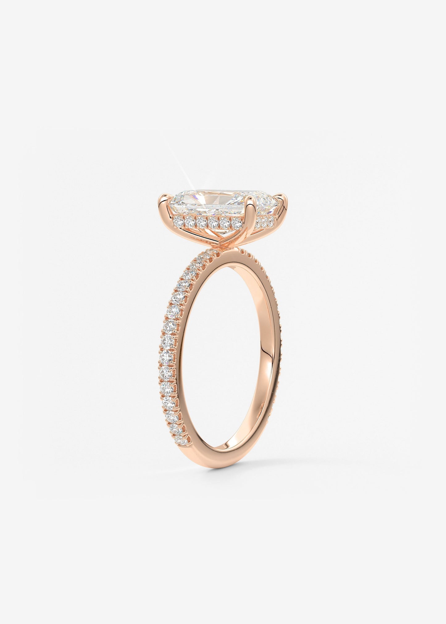 Radiant Hidden Halo Pave Lab Grown Diamond Engagement Ring