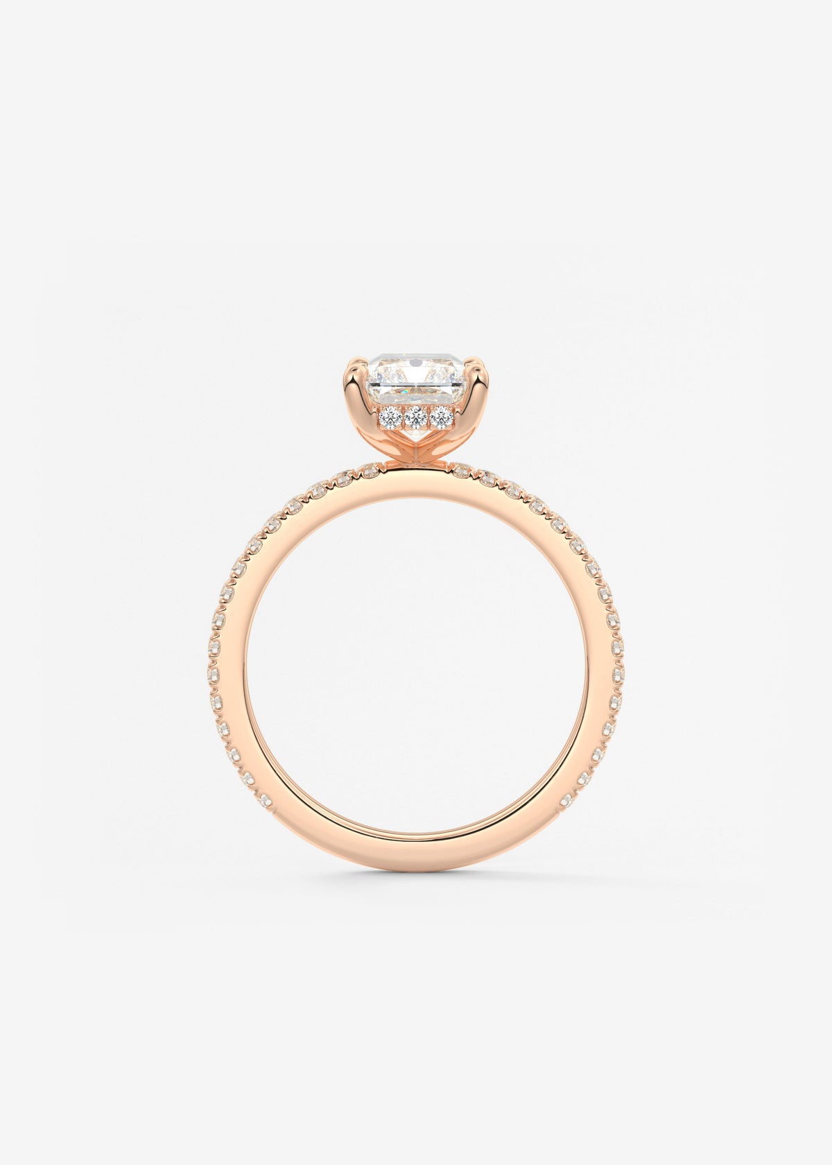 Radiant Hidden Halo Pave Lab Grown Diamond Engagement Ring