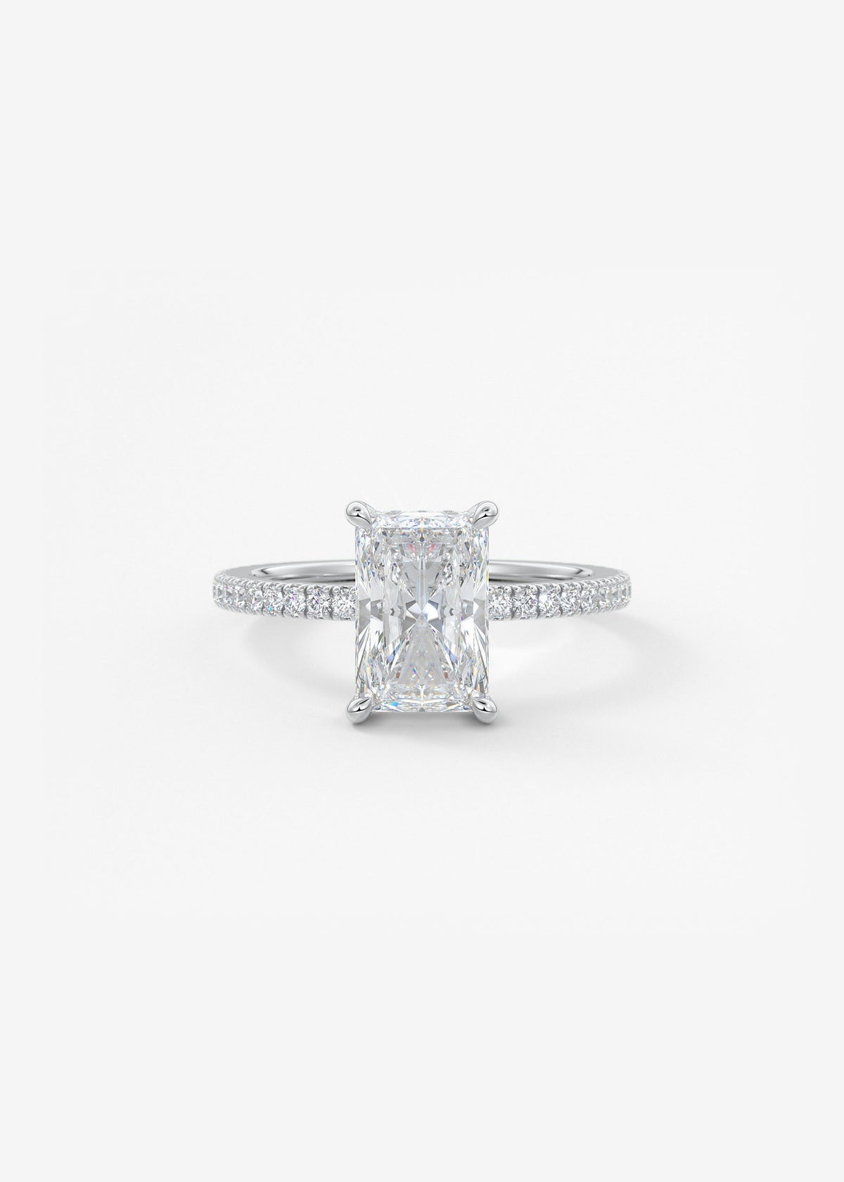 Radiant Hidden Halo Pave Lab Grown Diamond Engagement Ring
