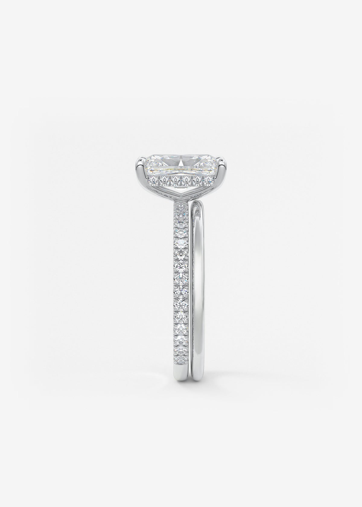 Radiant Hidden Halo Pave Lab Grown Diamond Engagement Ring