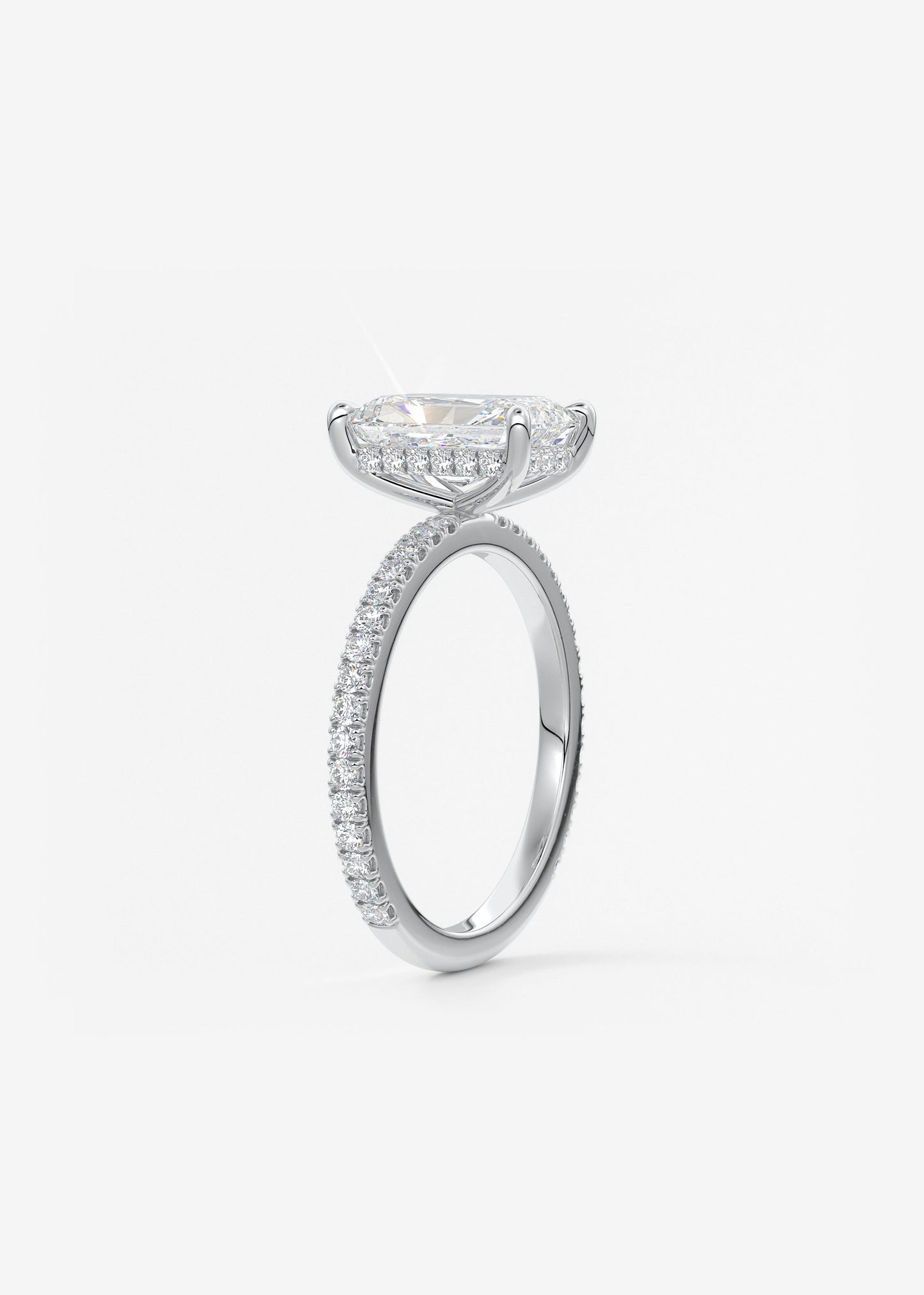 Radiant Hidden Halo Pave Lab Grown Diamond Engagement Ring