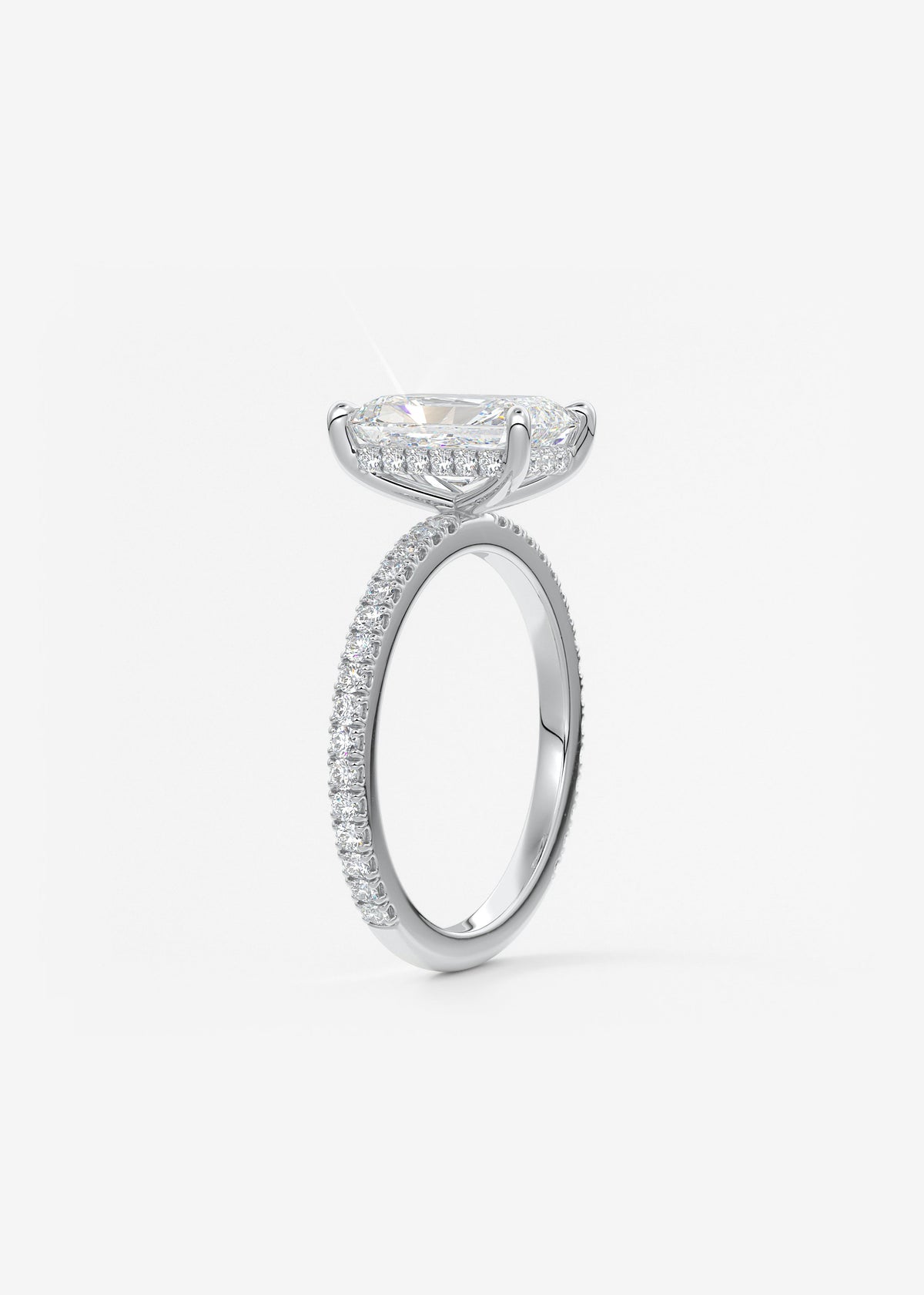 Radiant Hidden Halo Pave Lab Grown Diamond Engagement Ring