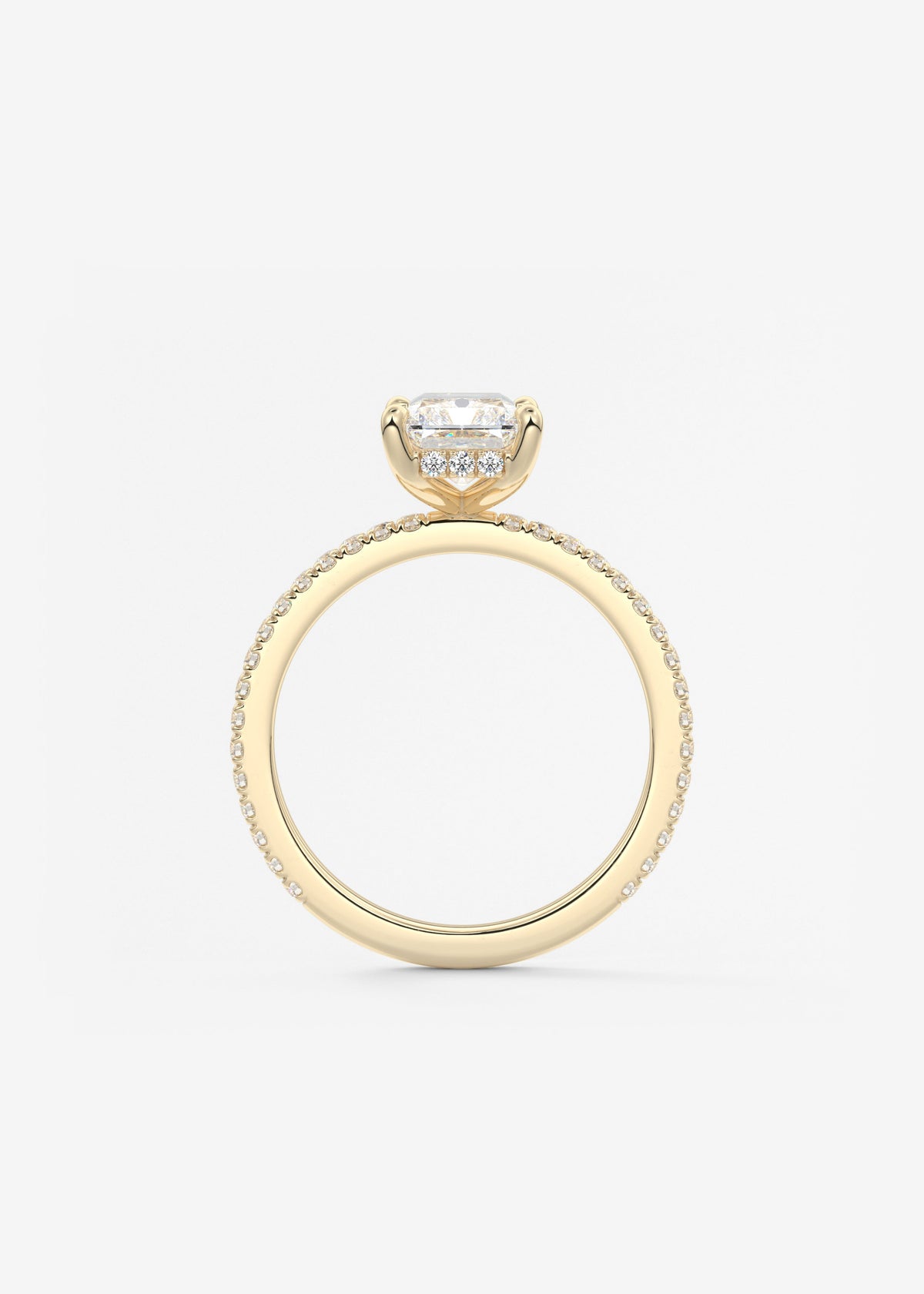 Radiant Hidden Halo Pave Lab Grown Diamond Engagement Ring