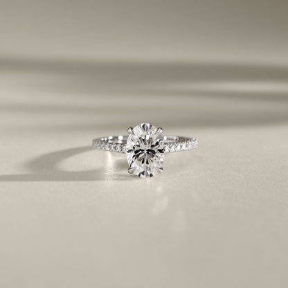 2.50 CT Oval Pave Lab Grown Diamond Engagement Ring