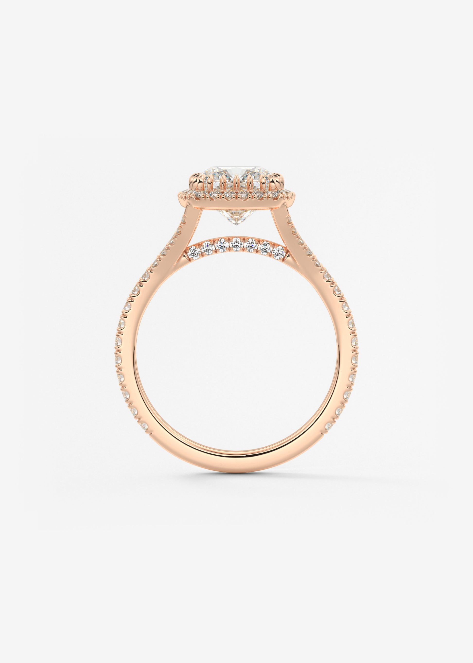 Cushion Halo & Pave , Split Shank Lab Grown Diamond Engagement Ring