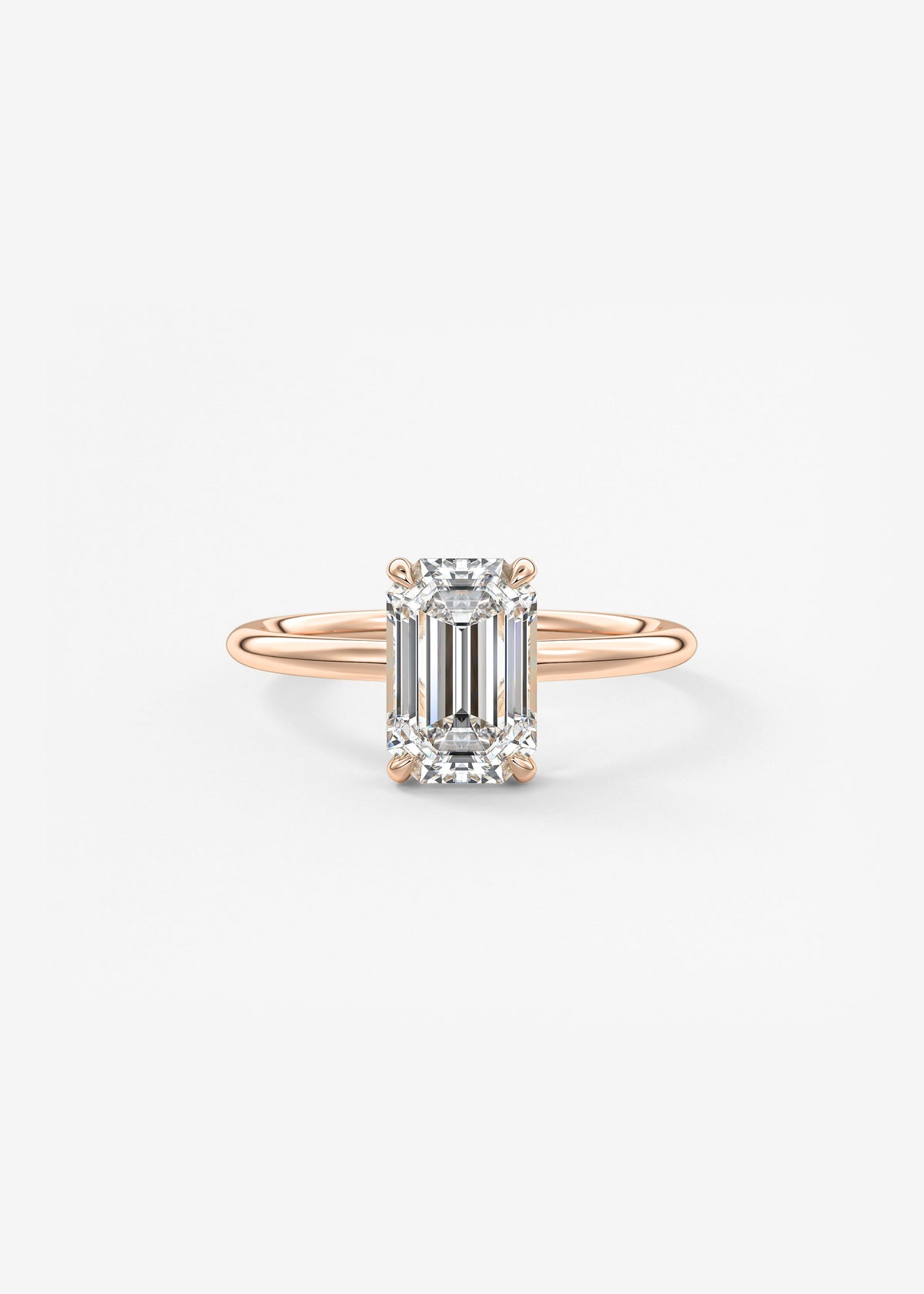 Emerald Hidden Halo Lab Grown Diamond Engagement Ring