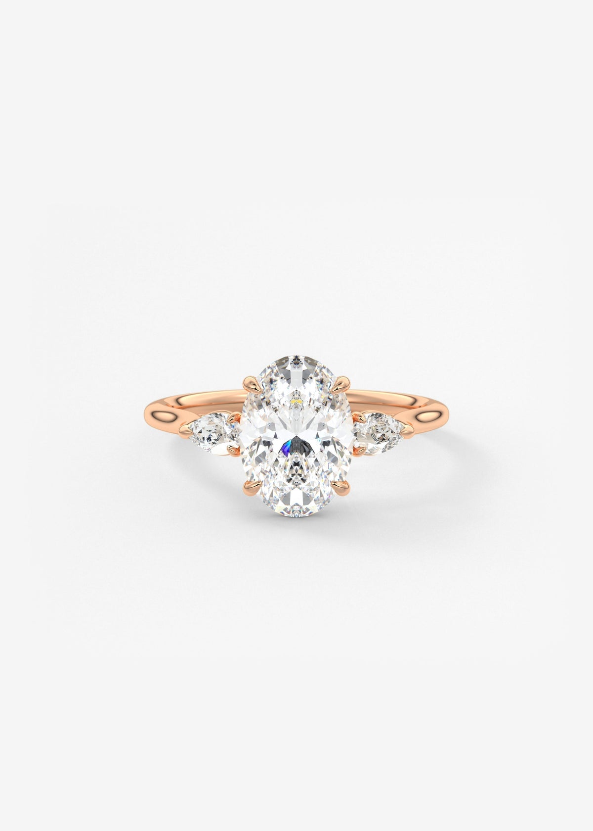 Oval Three Stone Lab Grown Diamond Engagement Ring