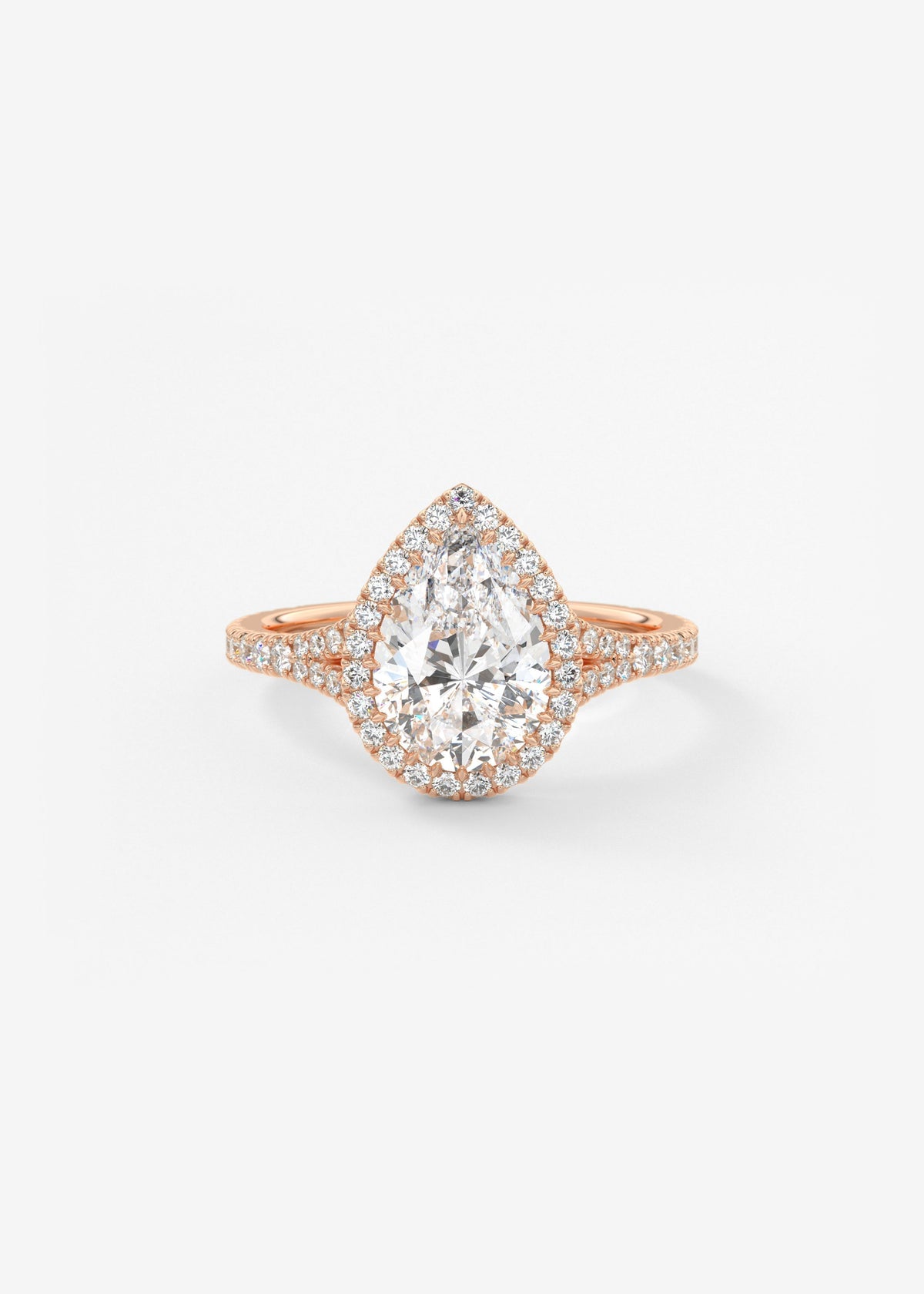 Pear Halo & Pave , Split Shank Lab Grown Diamond Engagement Ring