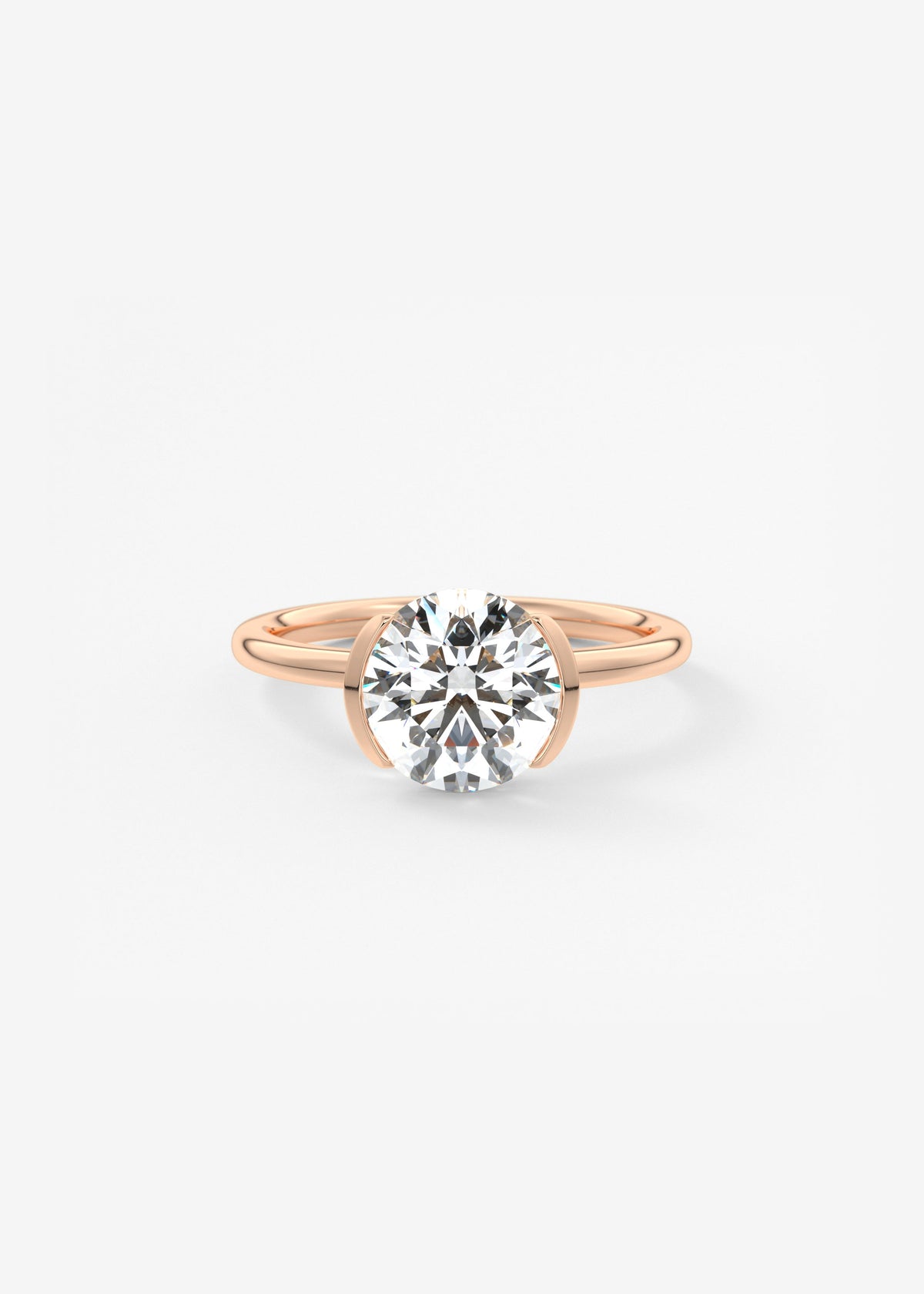 Round Half Bezel Lab Grown Diamond Engagement Ring