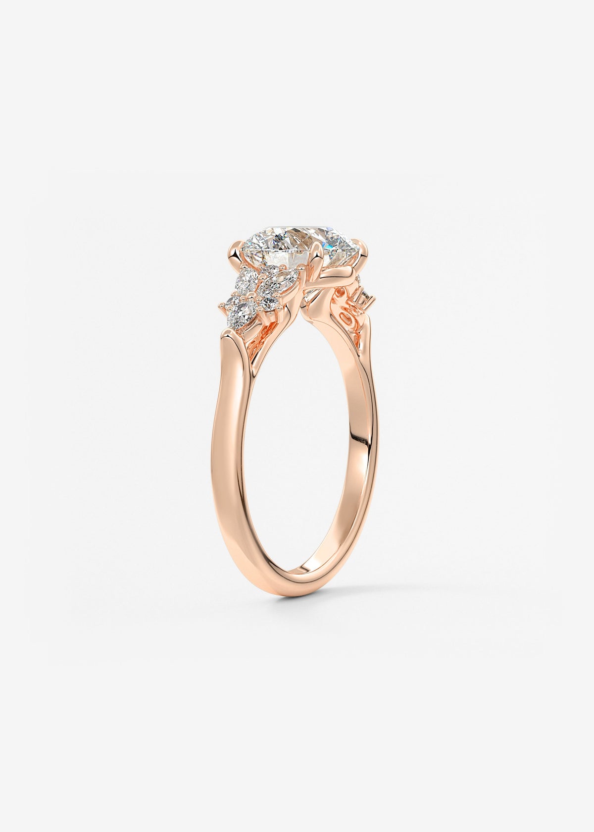 Round Cluster Lab Grown Diamond Engagement Ring
