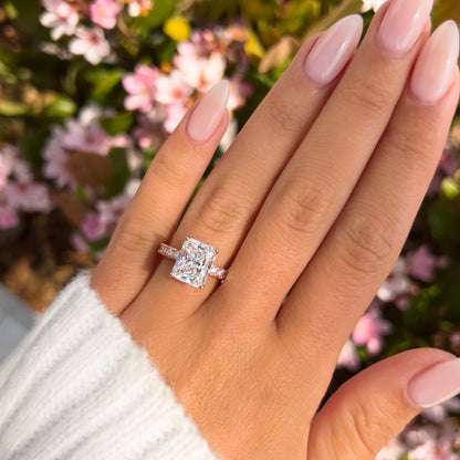 1.25 CT Radiant Pave Lab Grown Diamond Engagement Ring