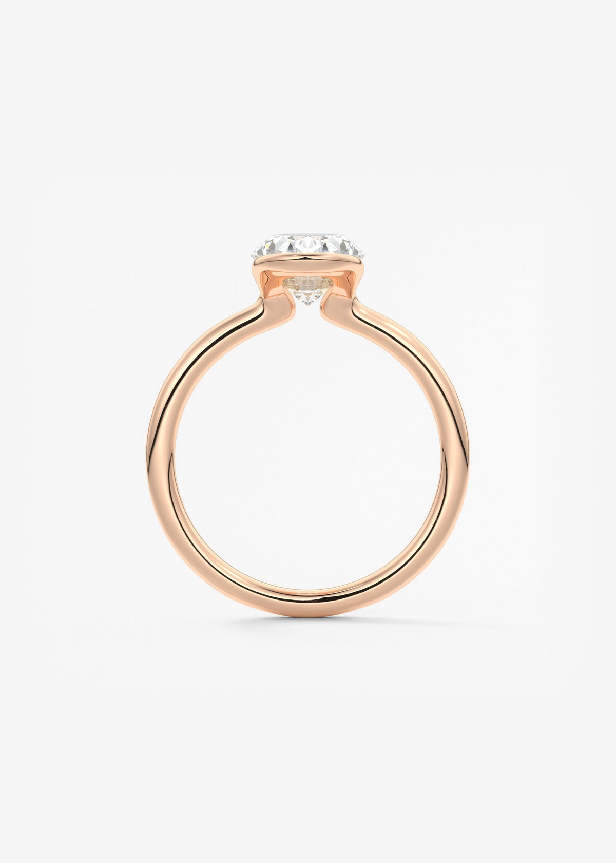 Oval Half Bezel Lab Grown Diamond Engagement Ring