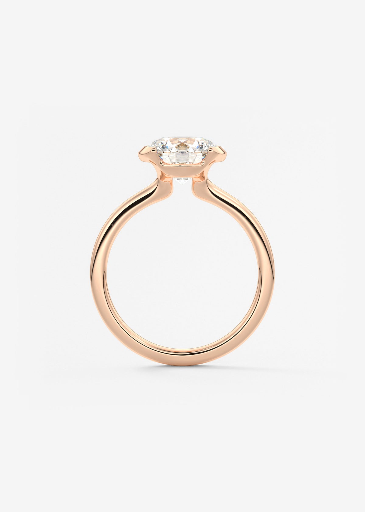 Round Half Bezel Lab Grown Diamond Engagement Ring