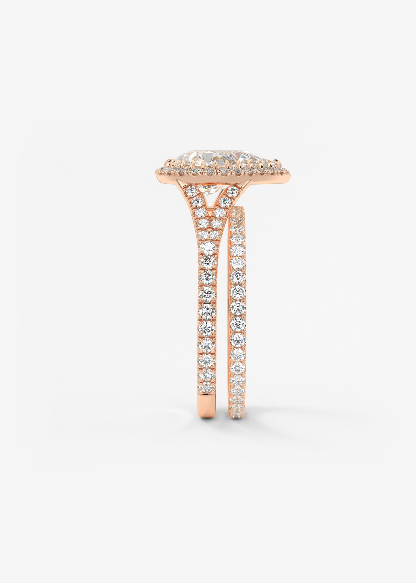 Pear Halo & Pave , Split Shank Lab Grown Diamond Engagement Ring