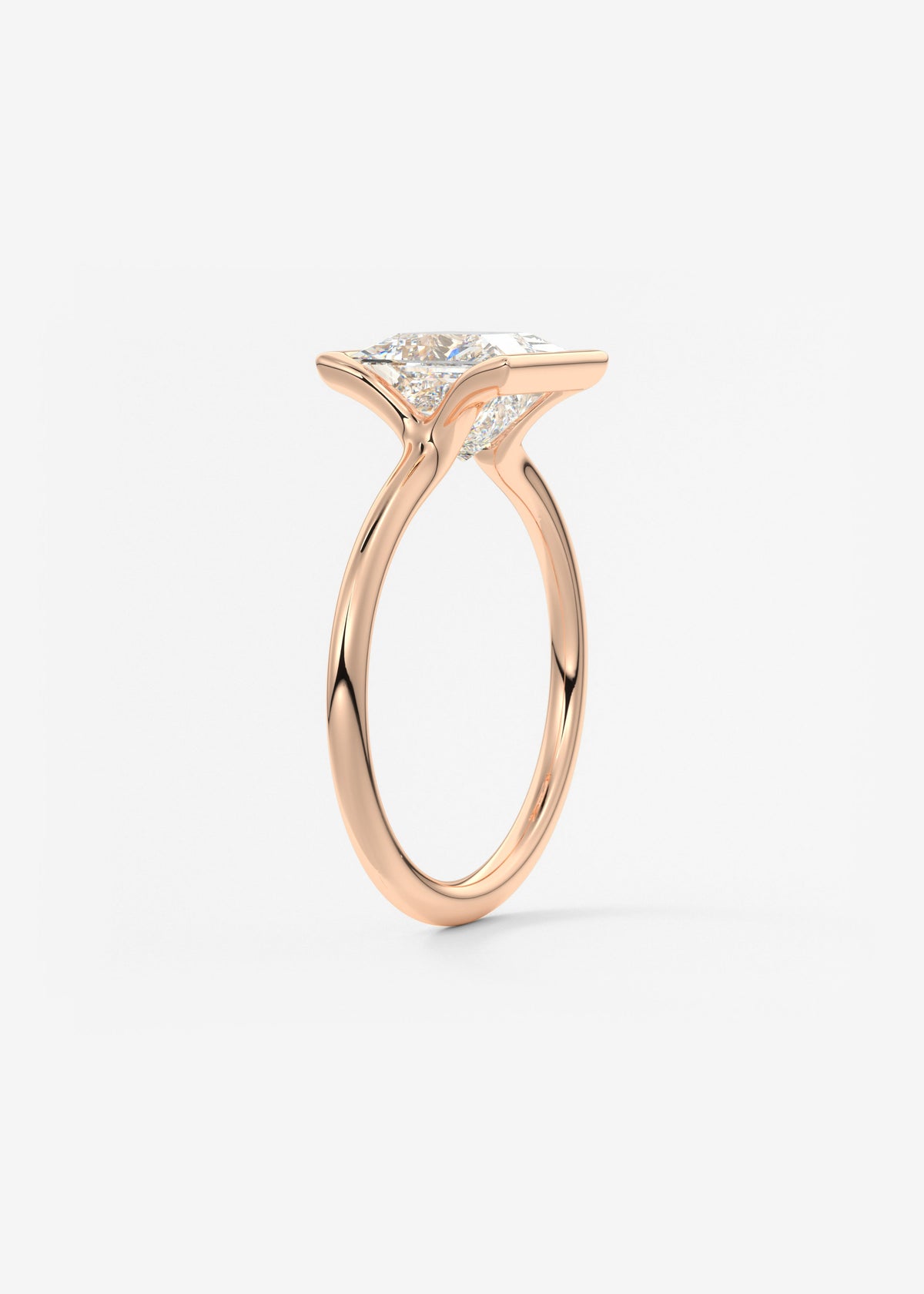 Princess Half Bezel Lab Grown Diamond Engagement Ring