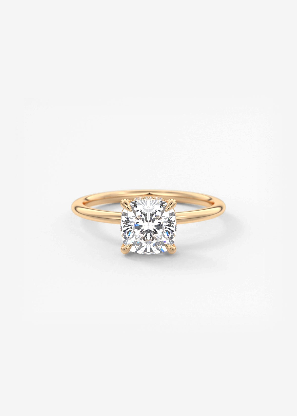 Cushion Hidden Halo Lab Grown Diamond Engagement Ring