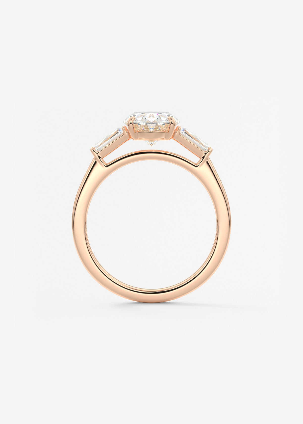 Oval Three Stone Lab Grown Diamond Engagement Ring