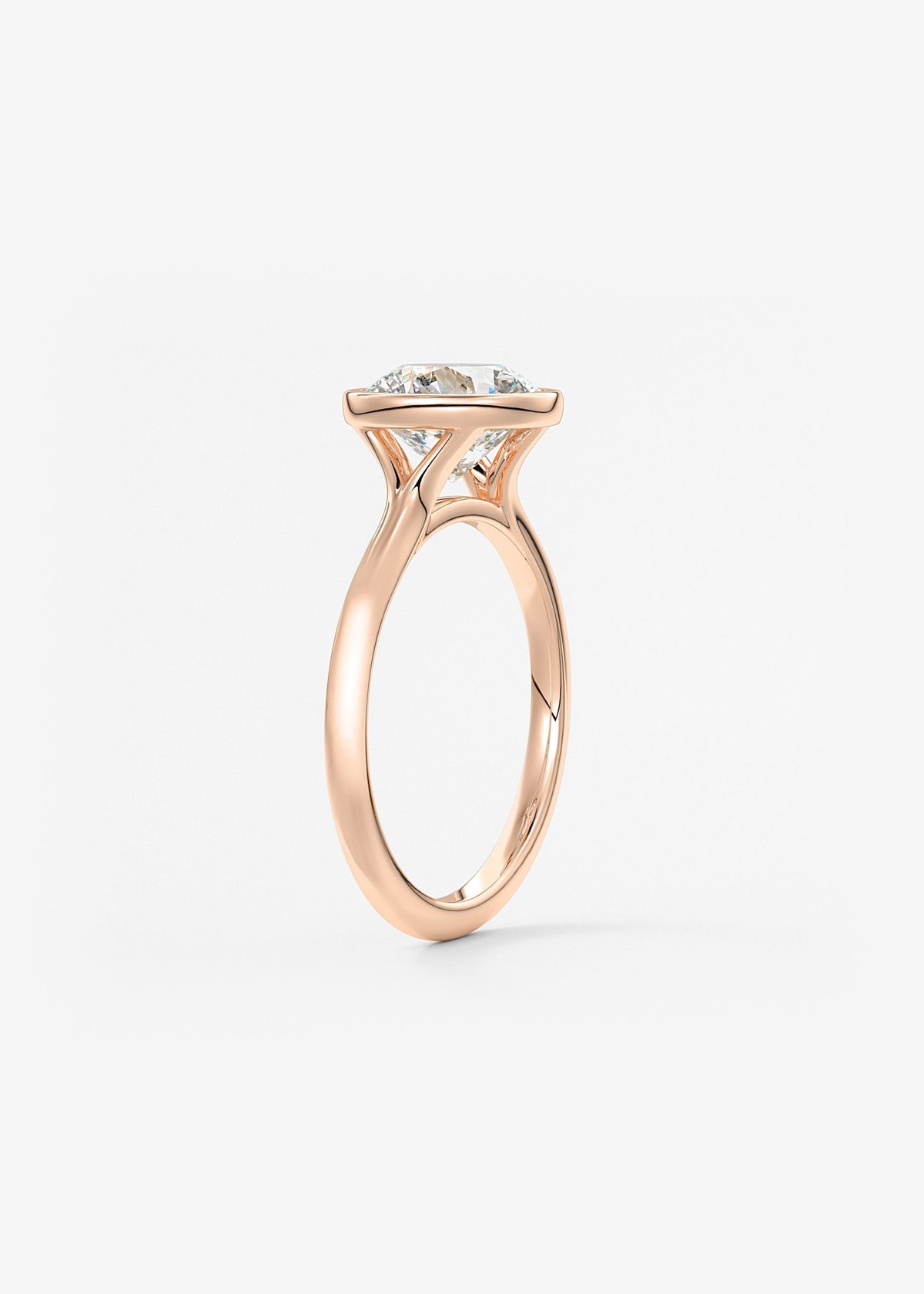 Round Bezel Lab Grown Diamond Engagement Ring