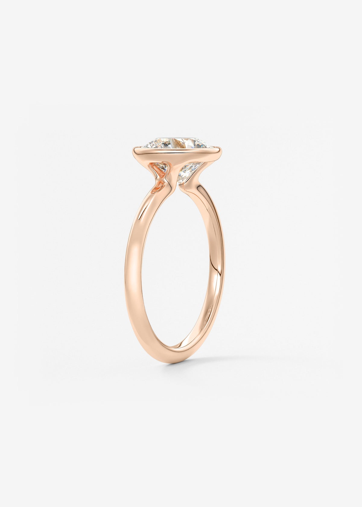 Round Bezel Lab Grown Diamond Engagement Ring