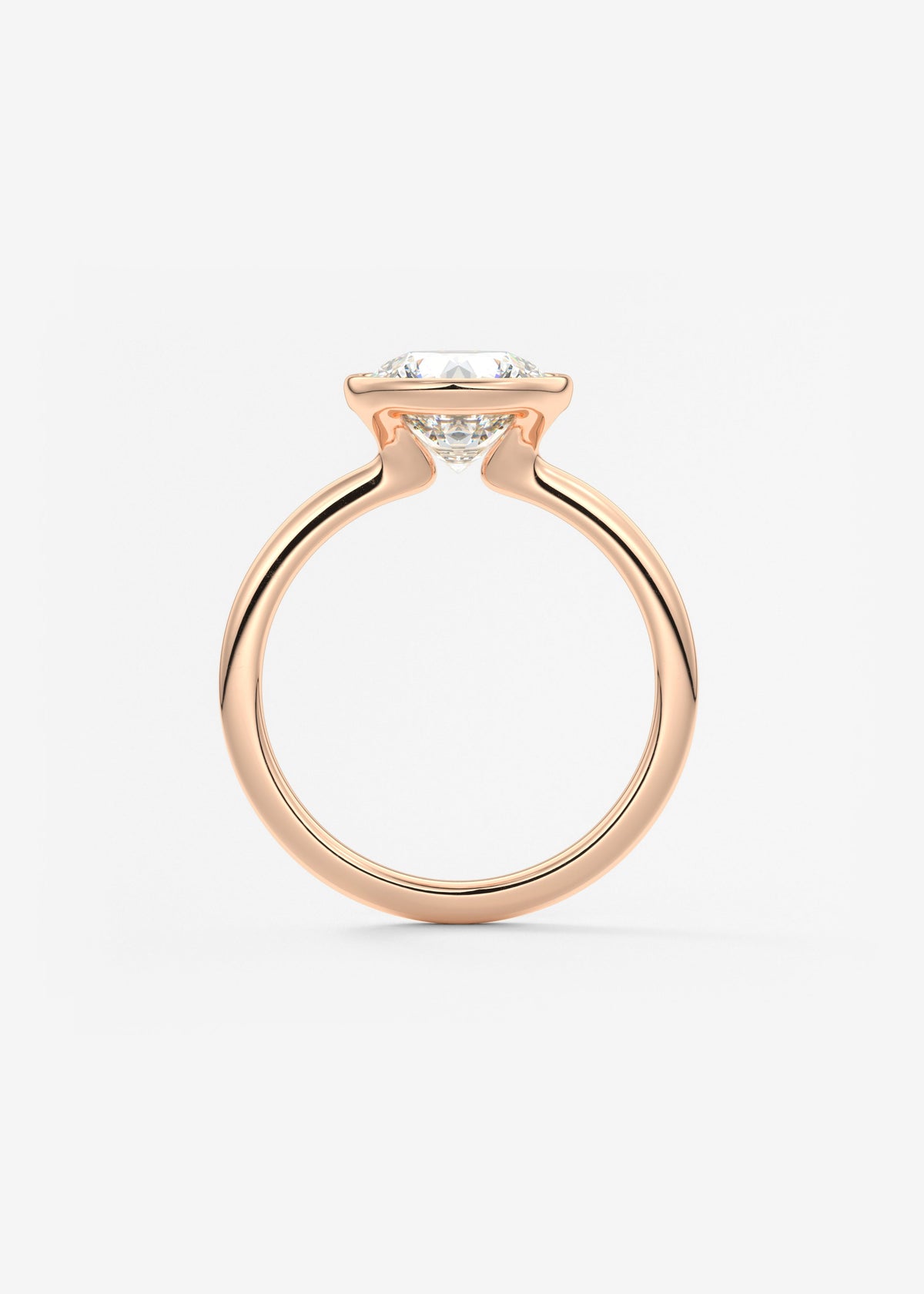 Round Bezel Lab Grown Diamond Engagement Ring