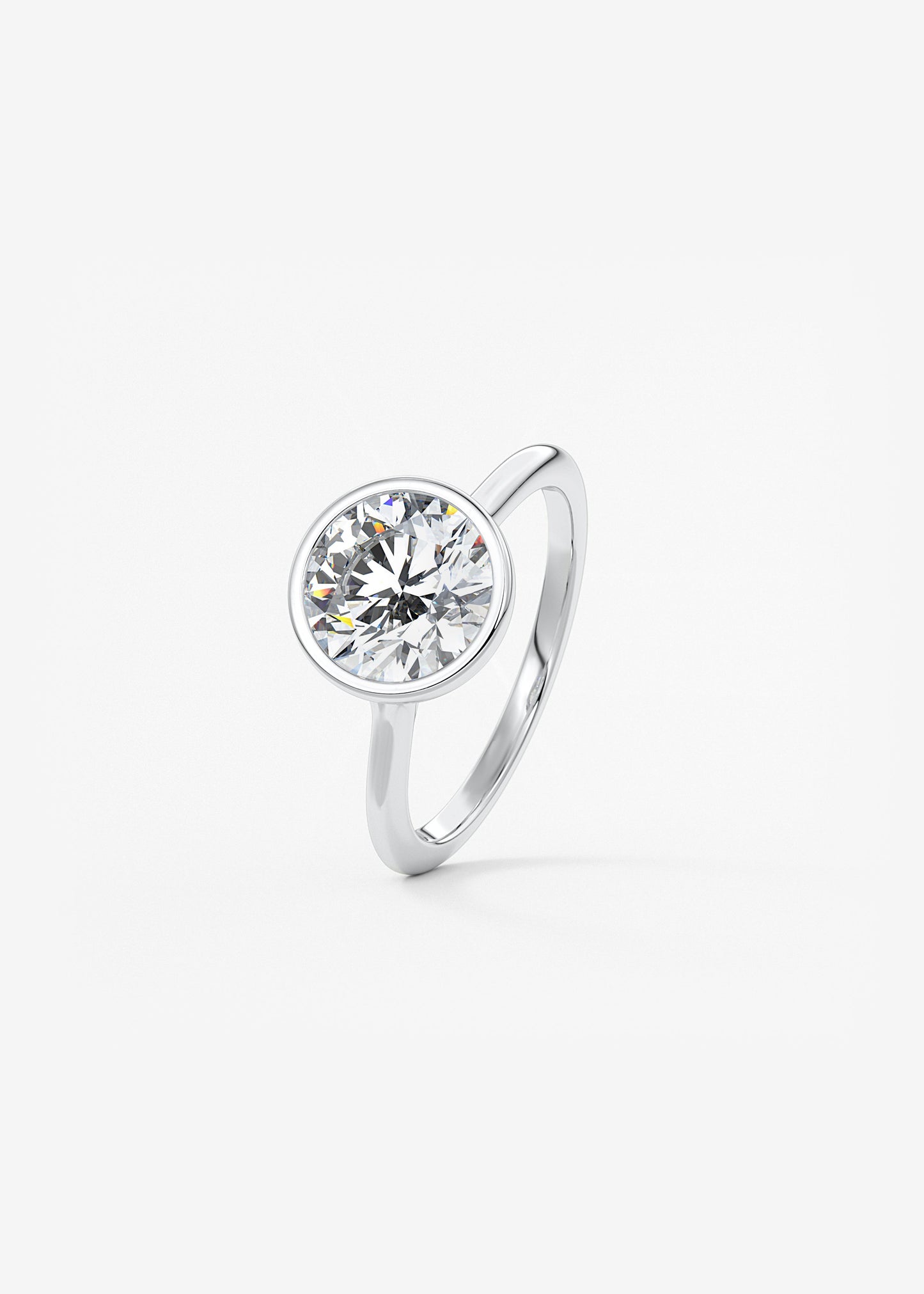 Round Bezel Lab Grown Diamond Engagement Ring