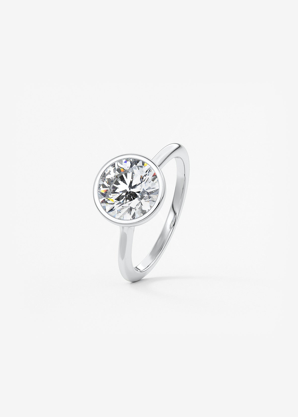 Round Bezel Lab Grown Diamond Engagement Ring