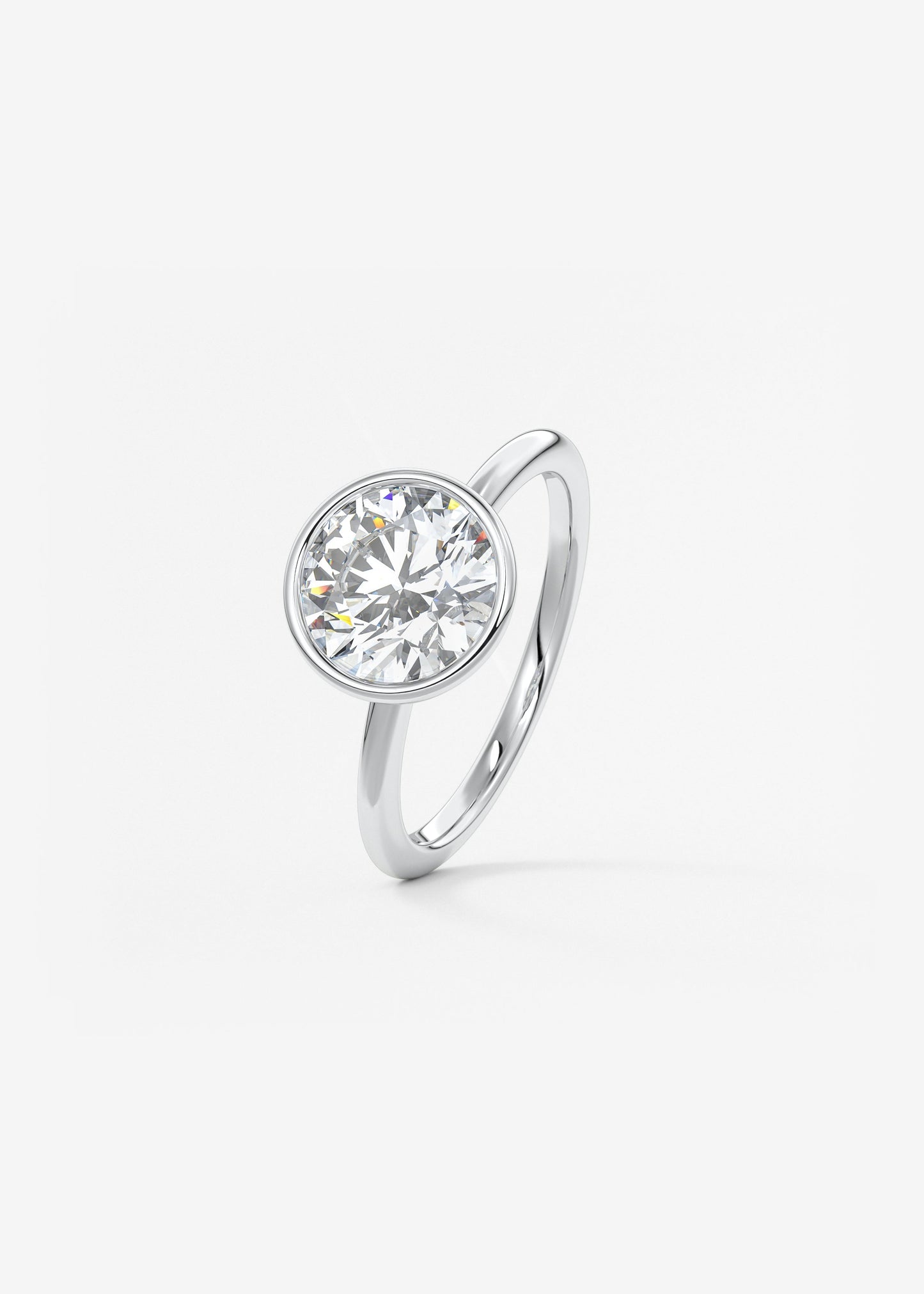 Round Bezel Lab Grown Diamond Engagement Ring