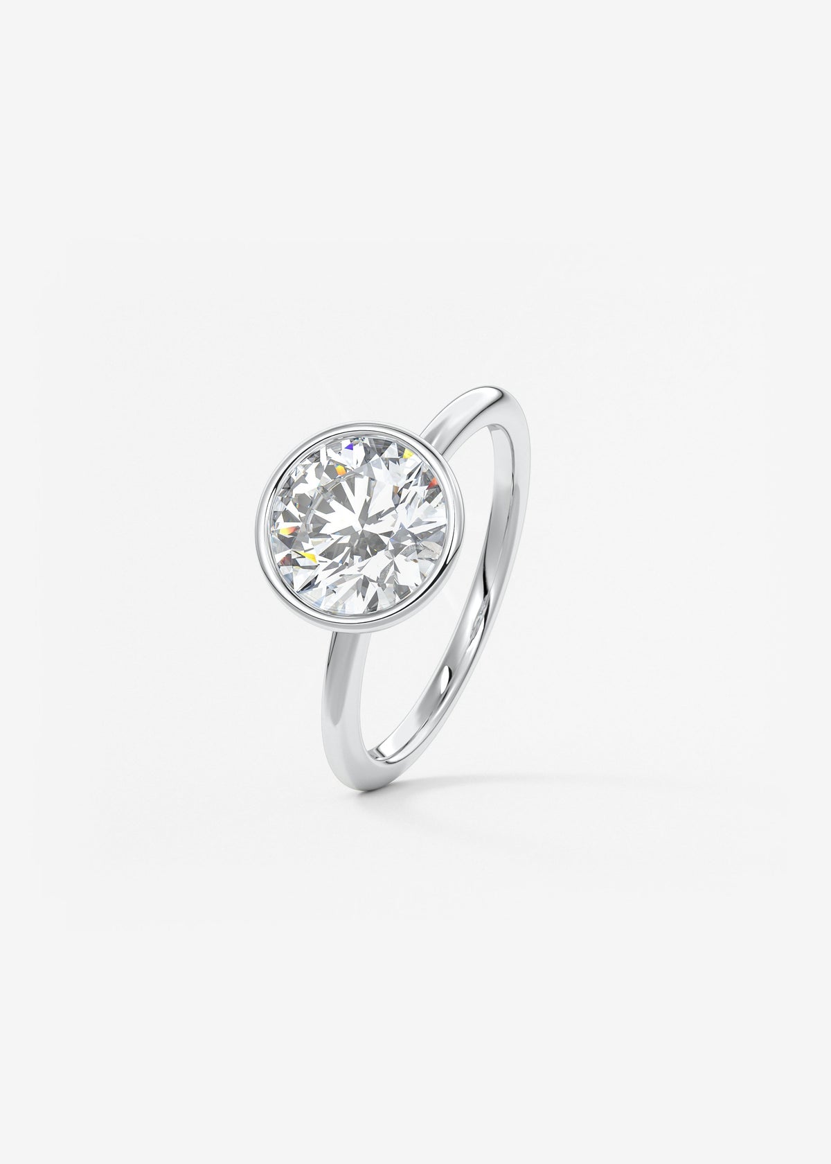 Round Bezel Lab Grown Diamond Engagement Ring