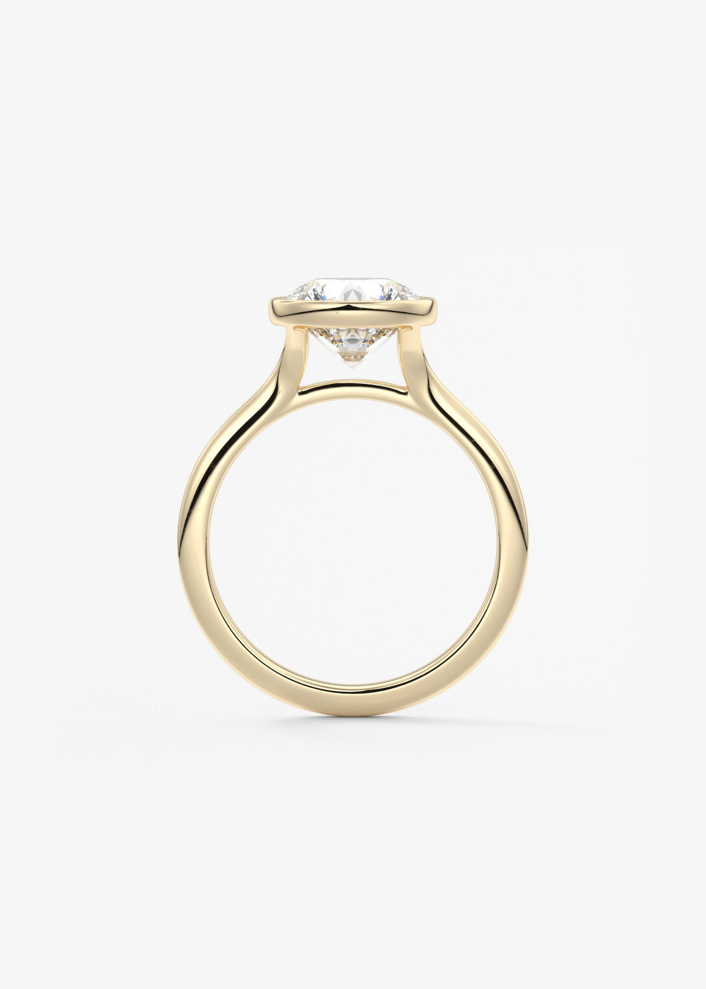 Round Bezel Lab Grown Diamond Engagement Ring