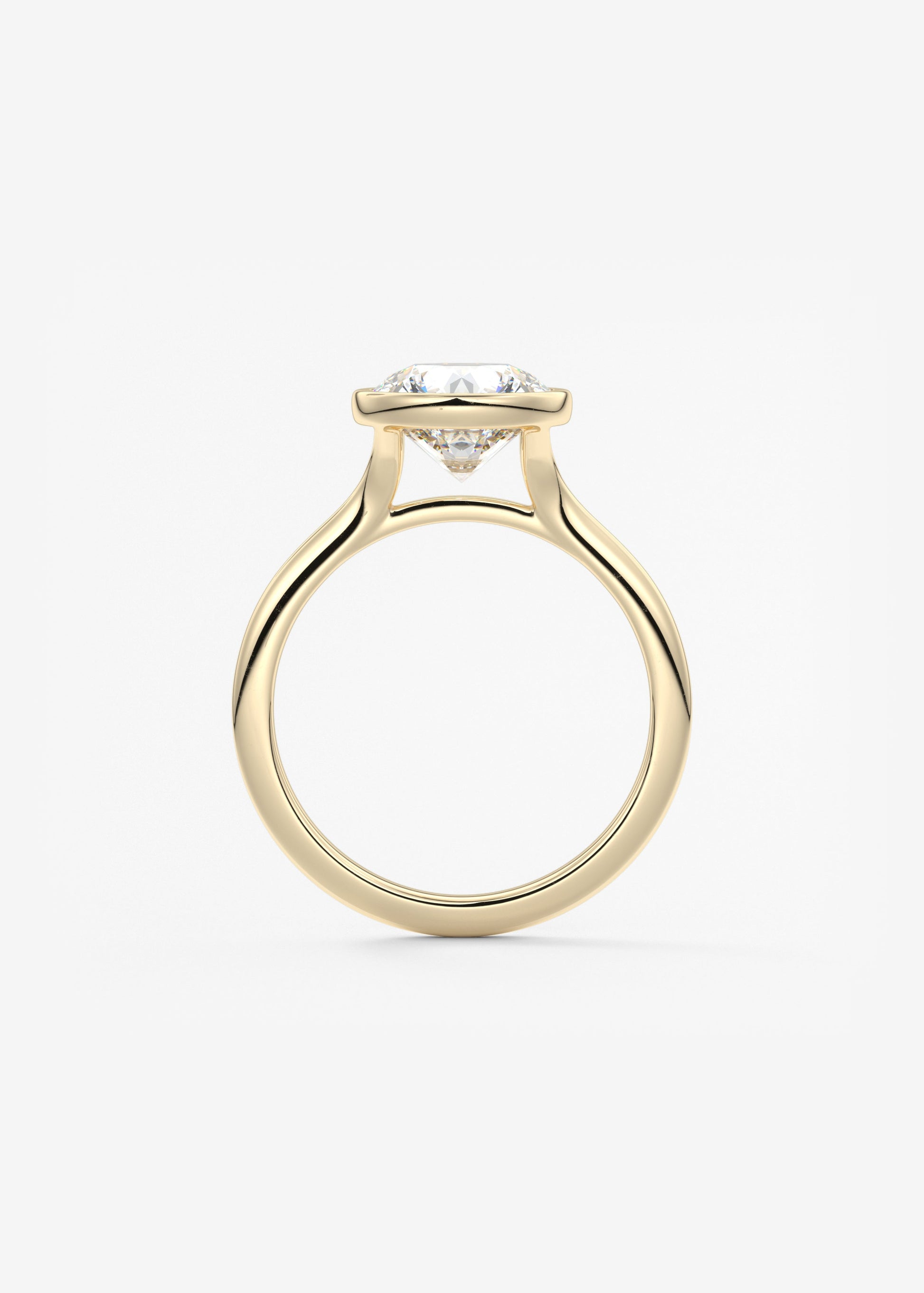 Round Bezel Lab Grown Diamond Engagement Ring