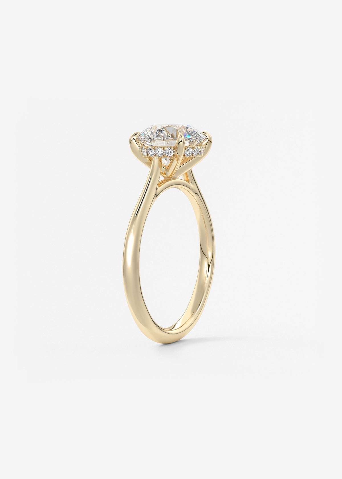 Round Hidden Halo Cathedral Lab Grown Diamond Engagement Ring
