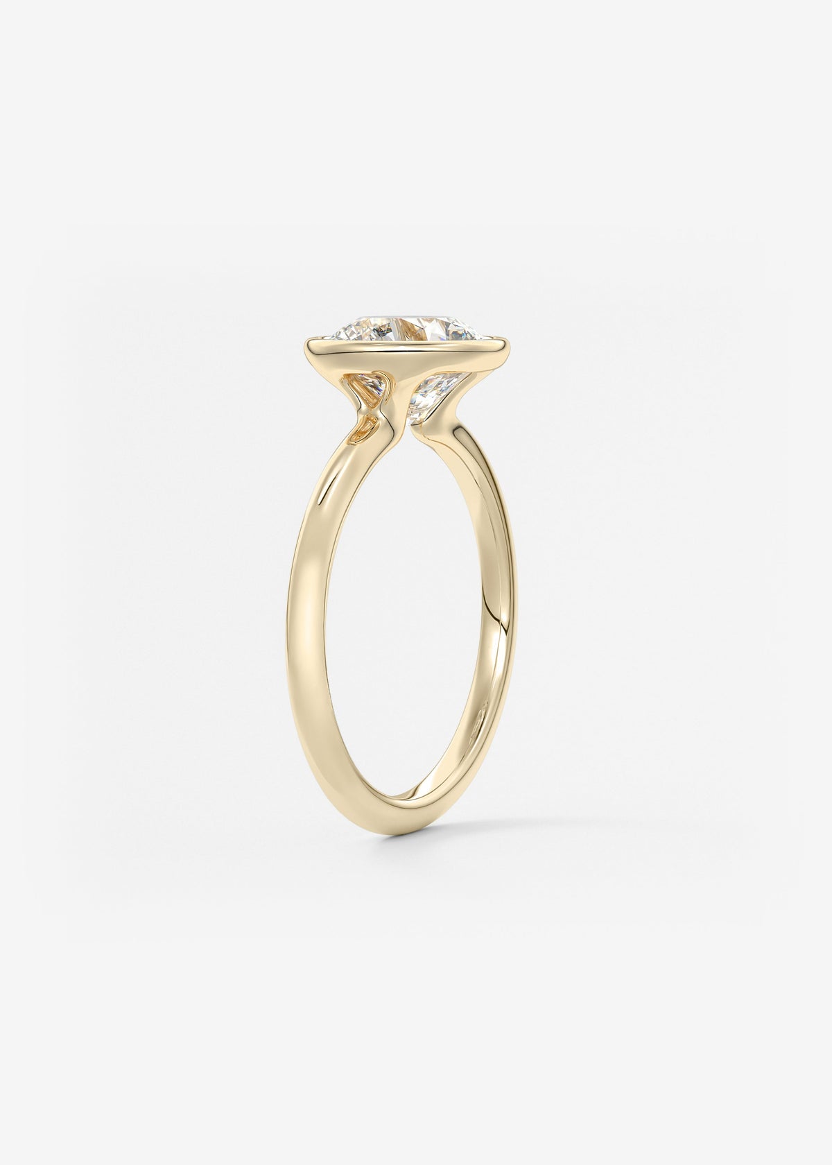 Round Bezel Lab Grown Diamond Engagement Ring
