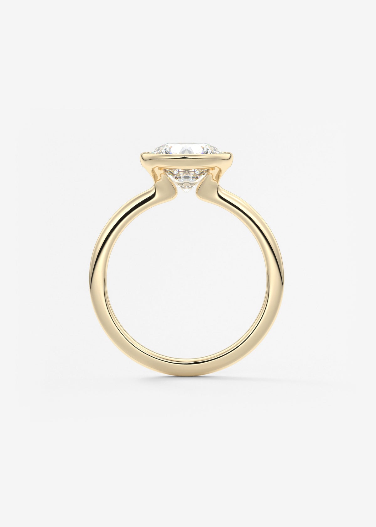 Round Bezel Lab Grown Diamond Engagement Ring