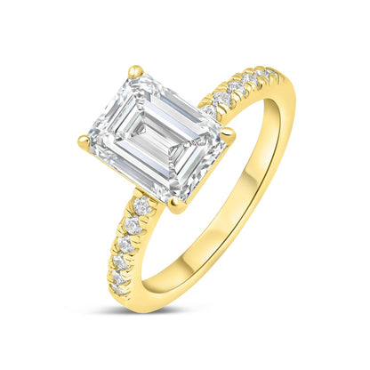 3 CT Emerald Pave Lab Grown Diamond Engagement Ring