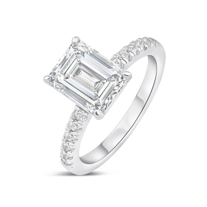 3 CT Emerald Pave Moissanite Engagement Ring