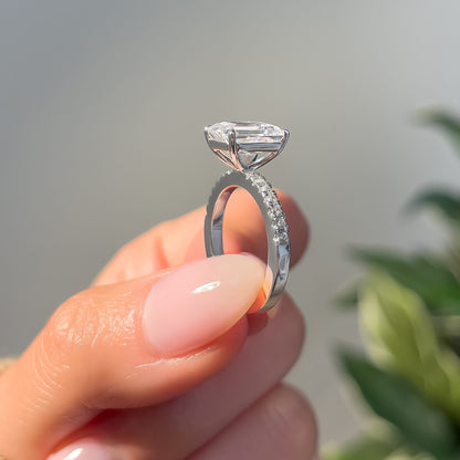 3 CT Emerald Pave Moissanite Engagement Ring