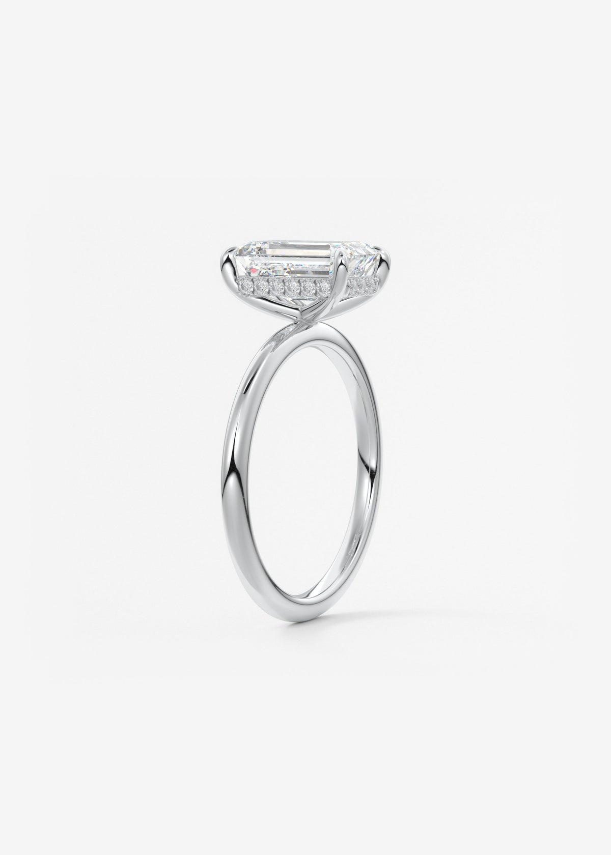 Emerald Hidden Halo Lab Grown Diamond Engagement Ring