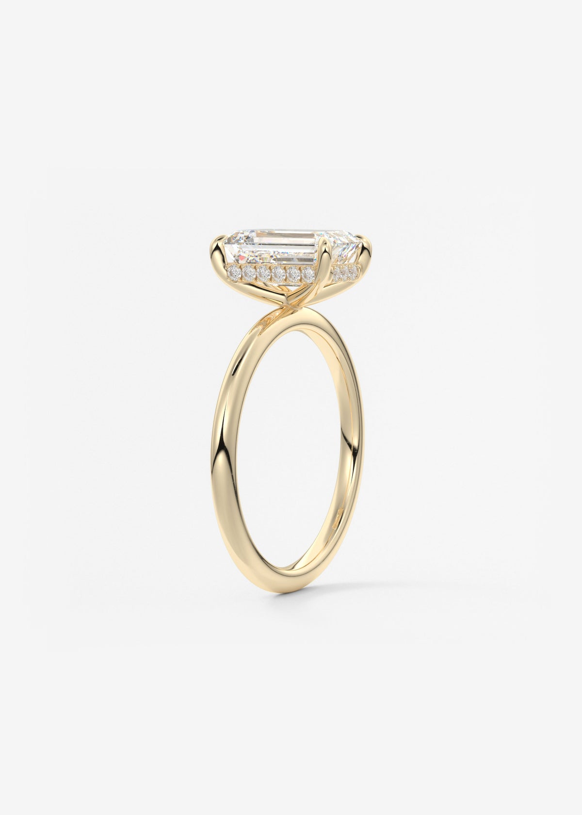 Emerald Hidden Halo Lab Grown Diamond Engagement Ring
