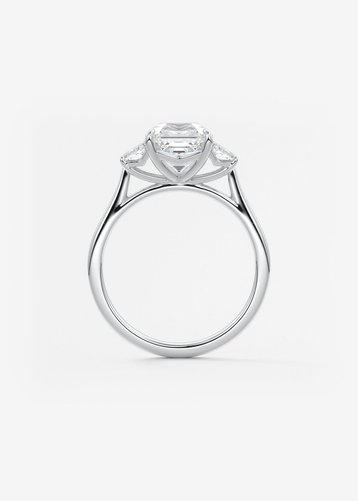 Asscher Three Stone Lab Grown Diamond Engagement Ring