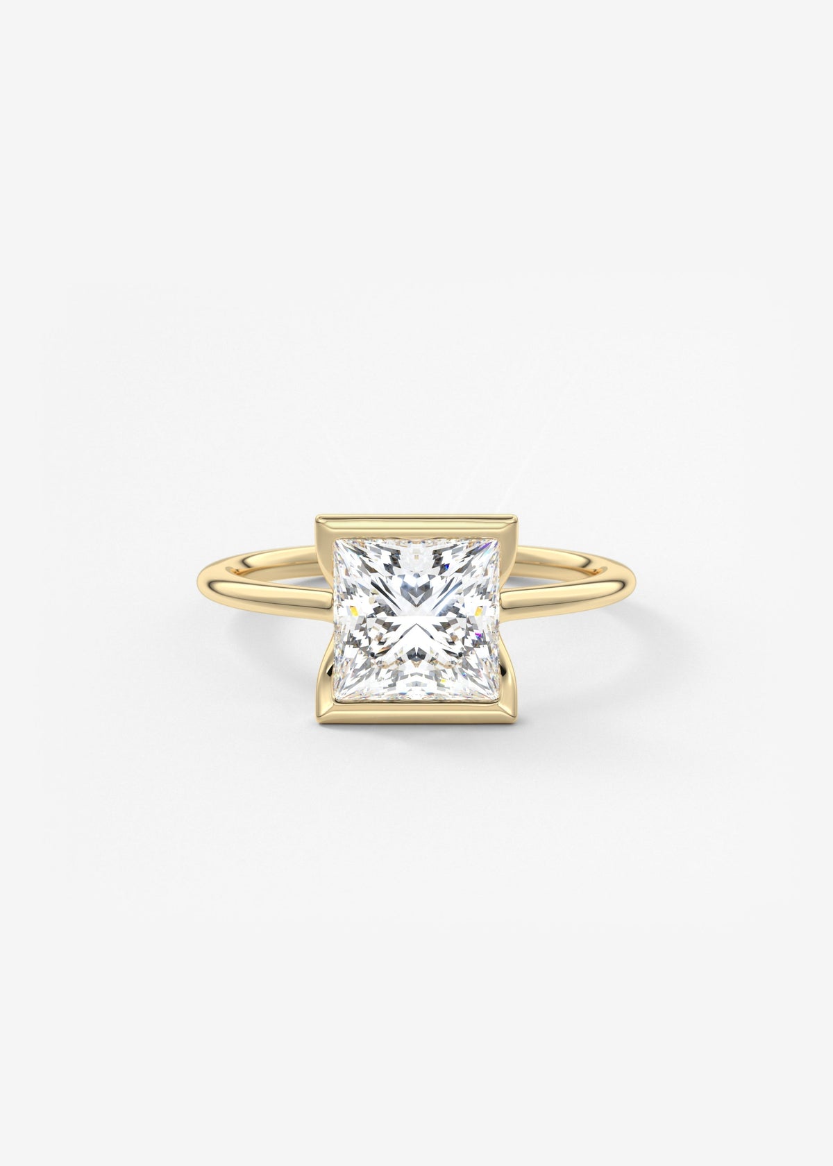 Princess Half Bezel Lab Grown Diamond Engagement Ring