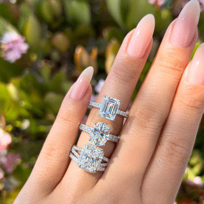 3 CT Emerald Pave Moissanite Engagement Ring