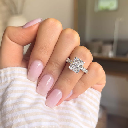 3 CT Radiant Pave Lab Grown Diamond Engagement Ring