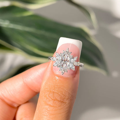 0.5 CT Marquise Cluster Lab Grown Diamond Engagement Ring
