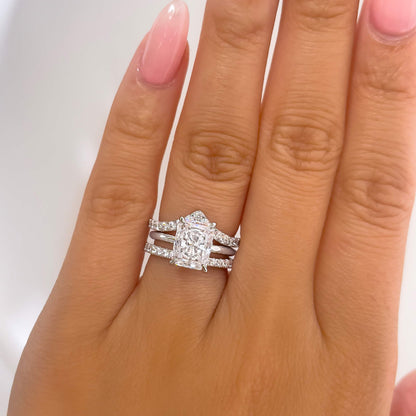 3 CT Radiant Hudden Halo Lab Grown Diamond Engagement Ring