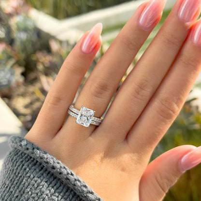 3 CT Radiant Pave Lab Grown Diamond Engagement Ring